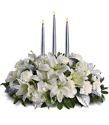 Silver Elegance Centerpiece from Forever Flowers, flower delivery in St. Thomas, VI